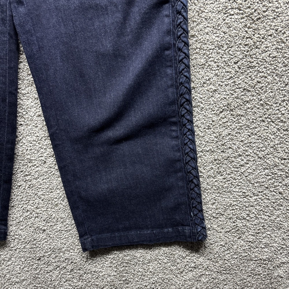 Judy Blue Wide Leg Denim Jeans‎ Women's 11/30x25 Cropped Blue Braided Sides NWOT - Picture 2 of 14
